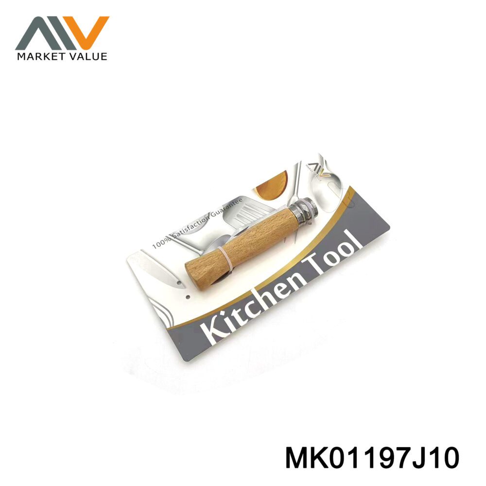 SS Mushroom Knife With Lock Wooden Handle BC