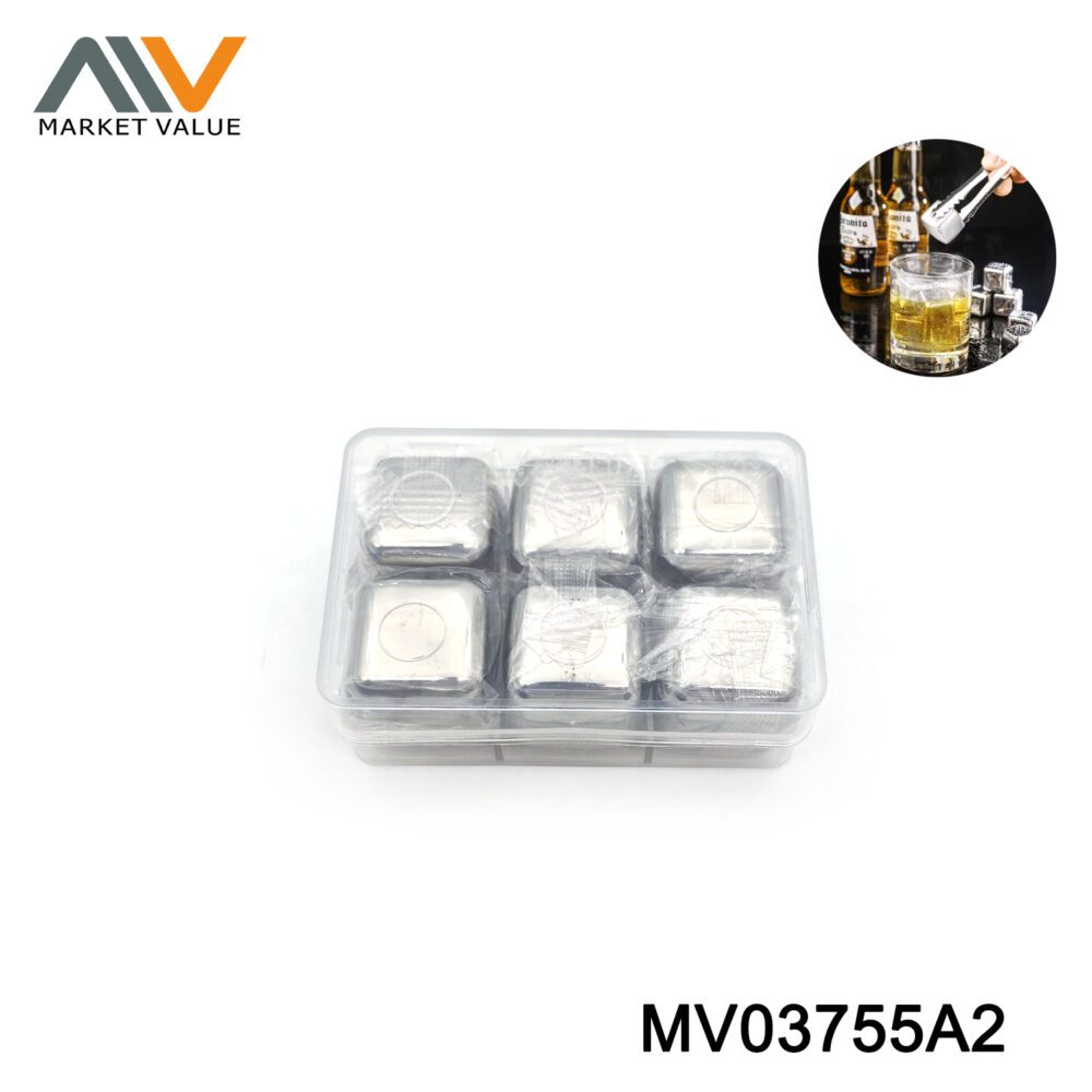 6Pcs Square S/S Ice Cubes