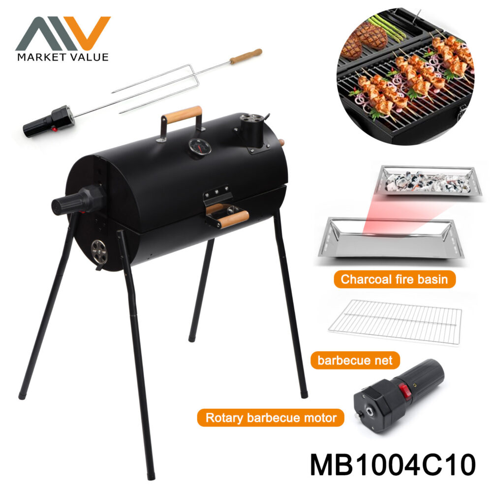 BBQ Charcoal Grill with Thermometer in Color Box