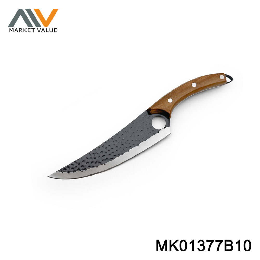 Bone Kinfe with Yellow Wooden Handle in PU Pouch