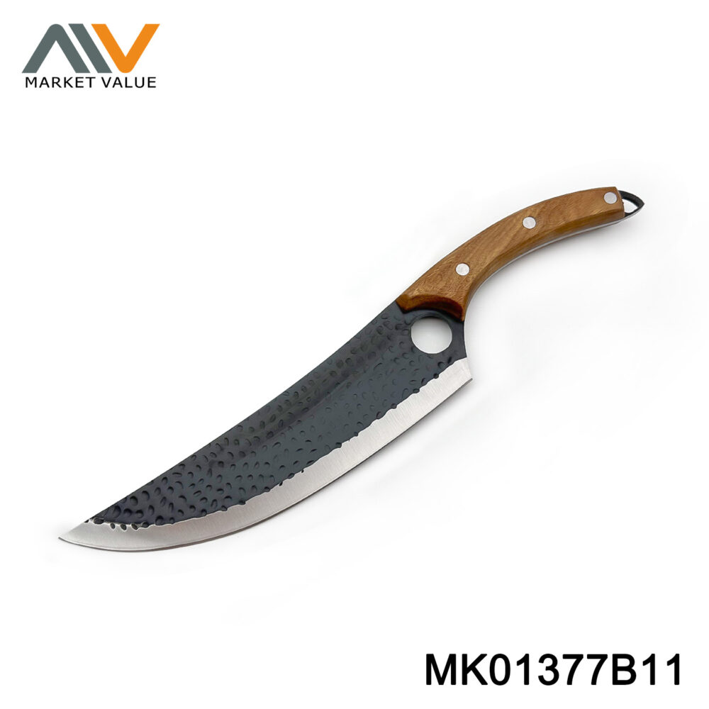 Bone Kinfe with Yellow Wooden Handle in PU Pouch