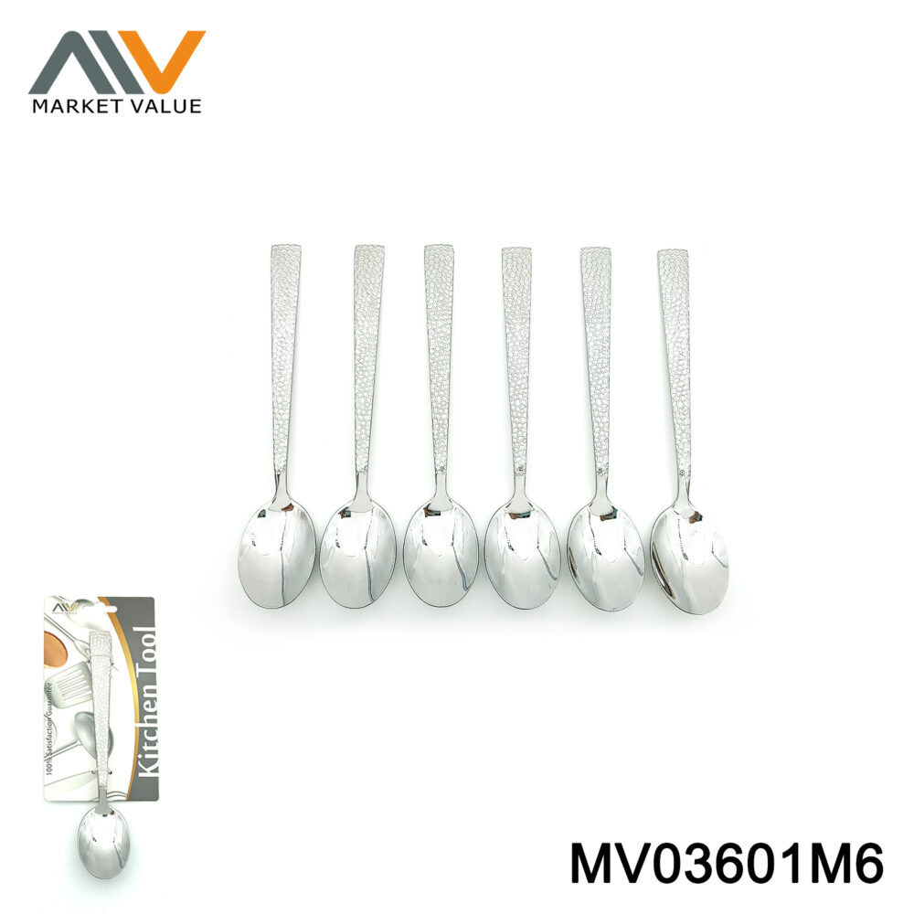 6PCS Stainless Steel Silver Plated Dinner Spoon Set