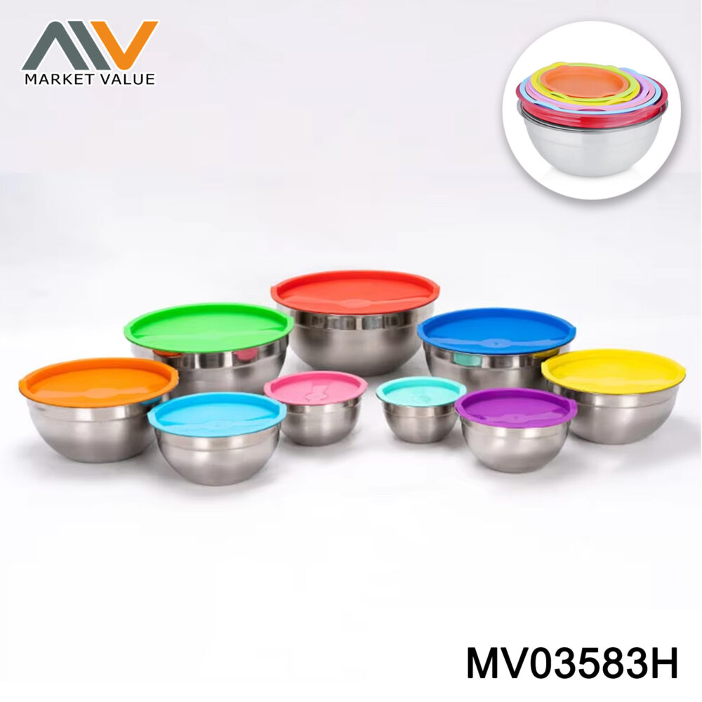 18PCS SS Salad Bowl In Color Box