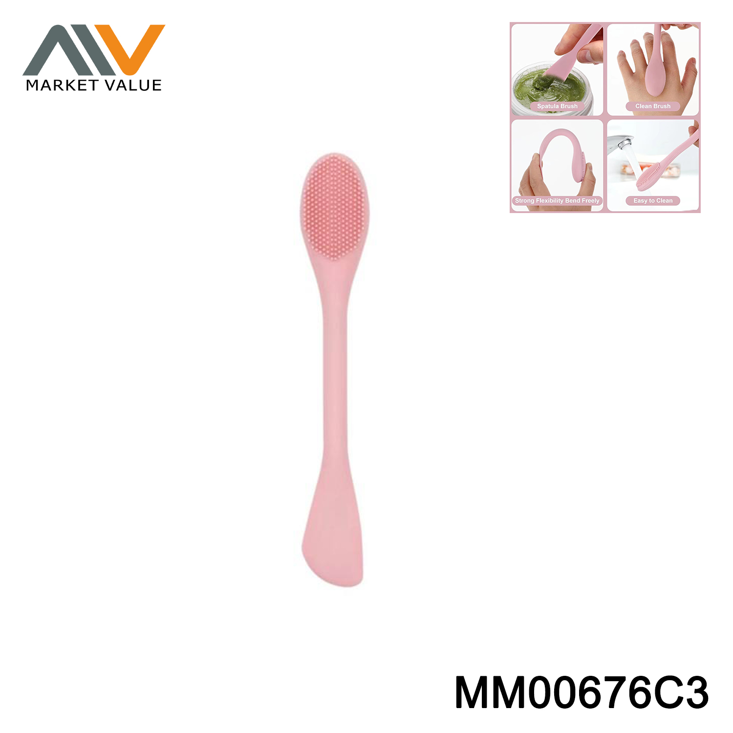 Silicone Face Cream Spatula and Cleaning Brush TC