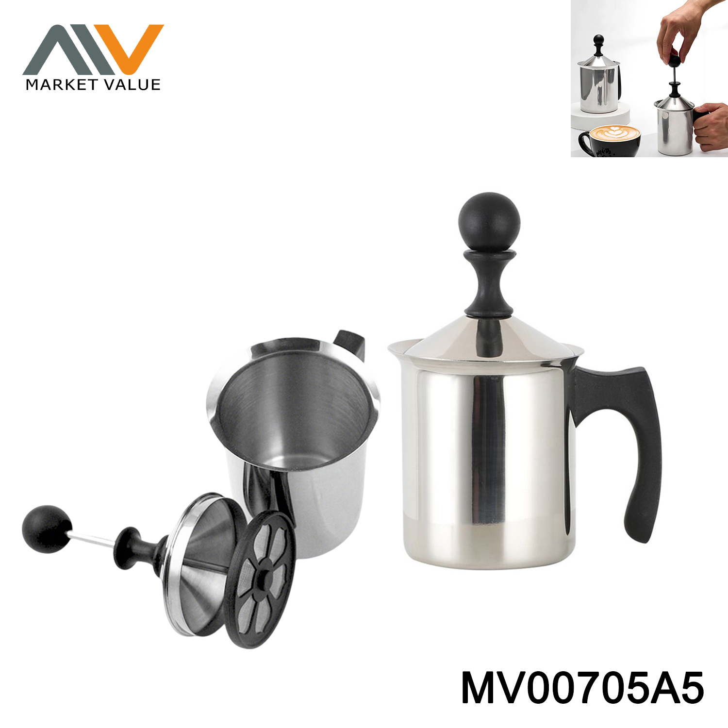 SS CAPPUCCINO MAKER FOR COFFEE IN COLOUR BOX