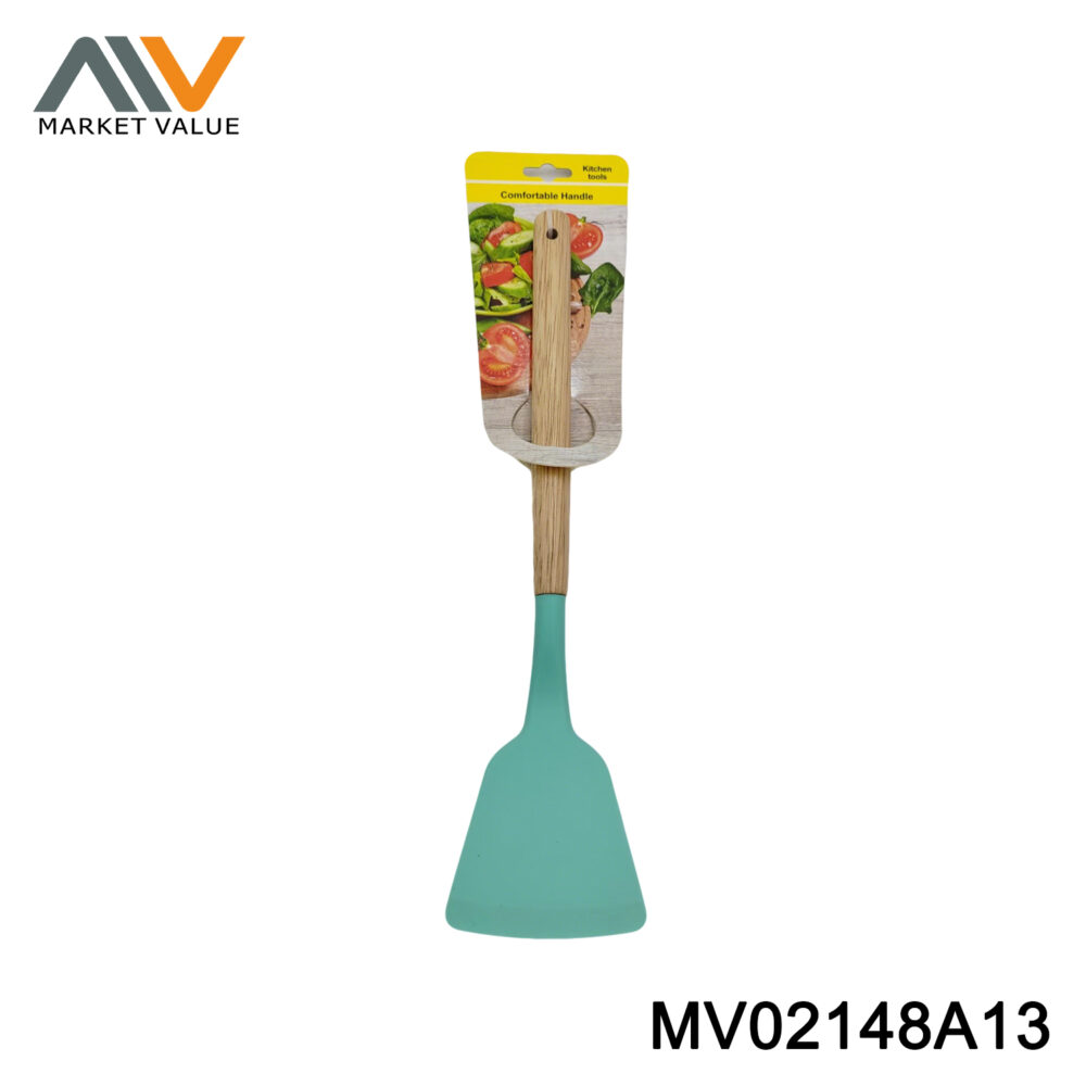 SILICONE SOLID TURNER WOODEN HANDLE TC
