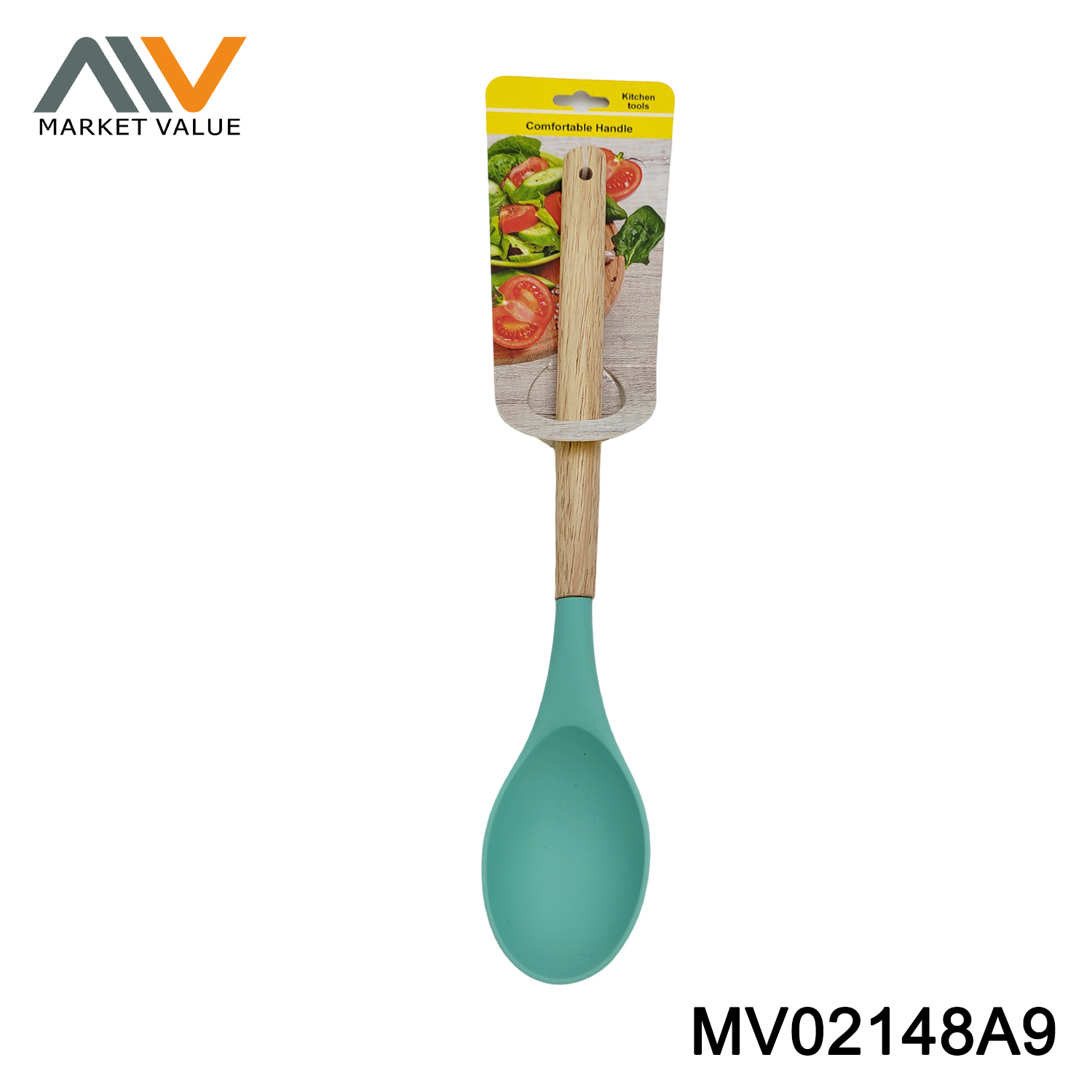 SILICONE SPOON WOODEN HANDLE TC