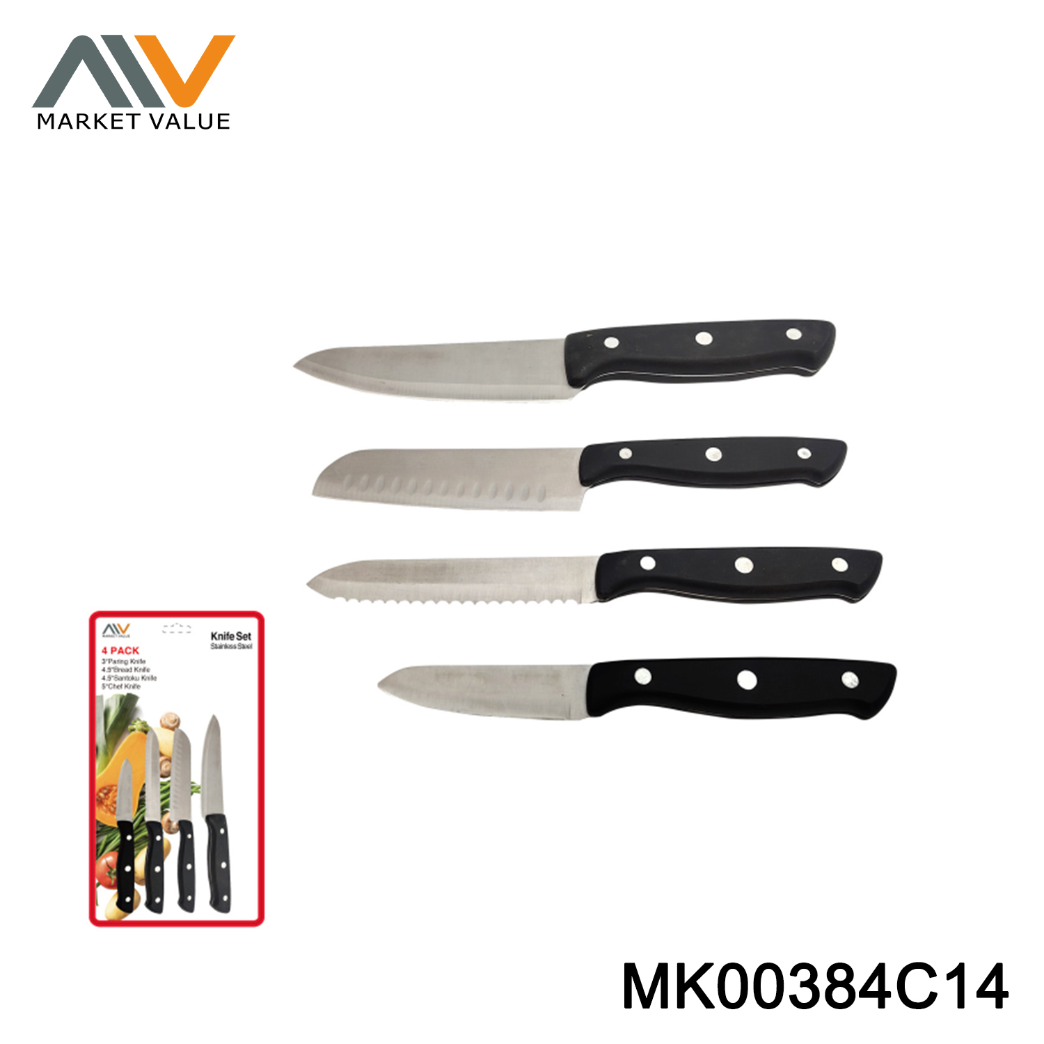 Set Of 4Pc Knife Set Full Hanlde