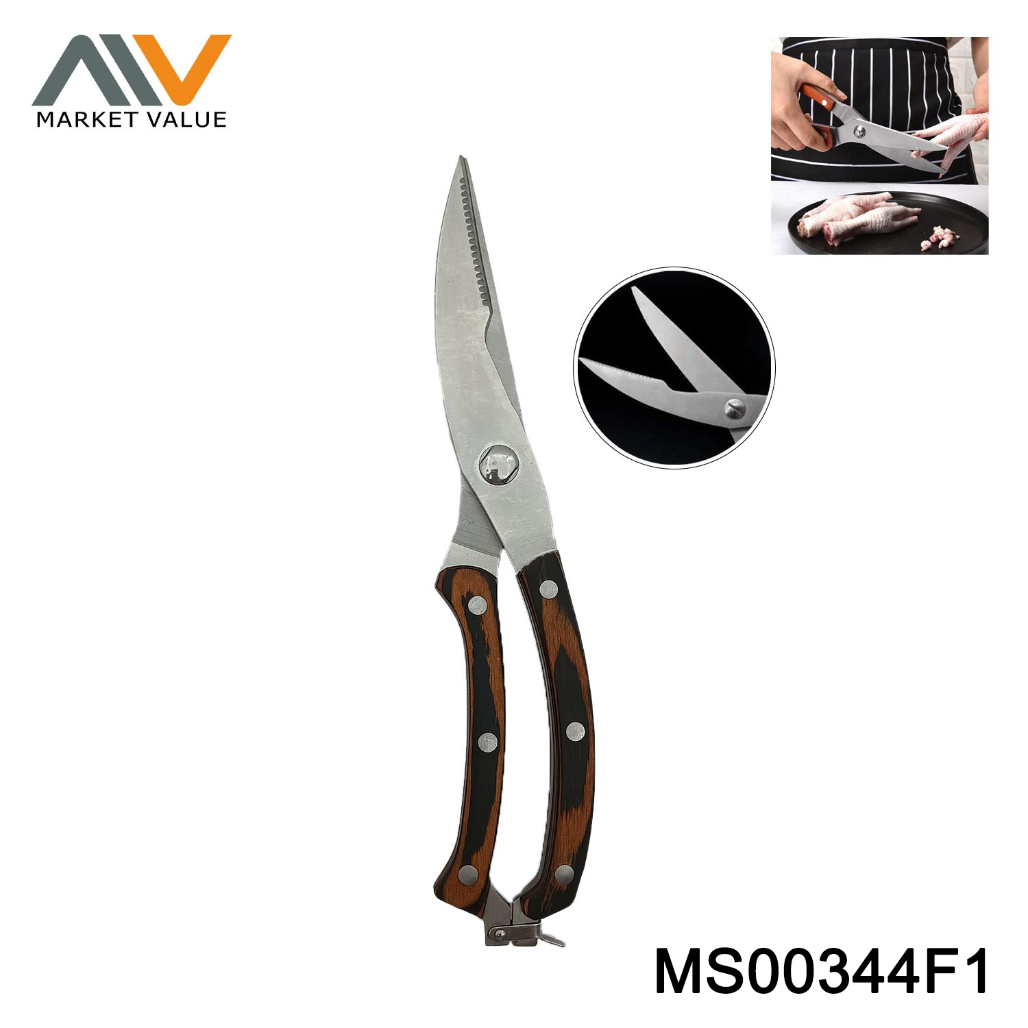 9.5" Chicken Scissors STRENG Handle SANWICH BOX