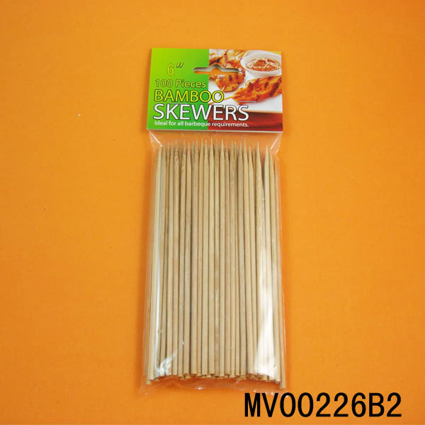 6" 100Pcs Carbonize Bamboo Skewer