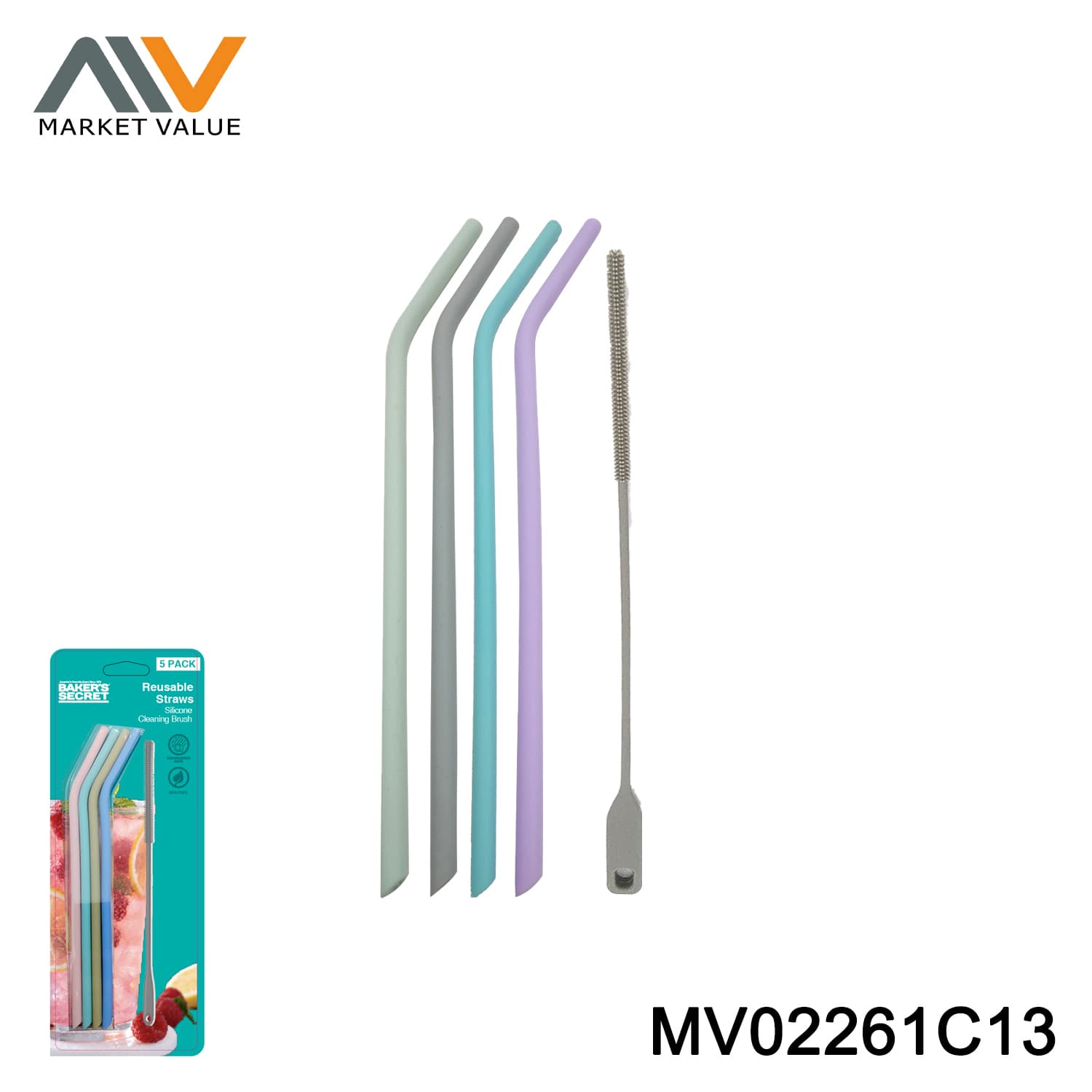 MV02261C13 5PK Silicone Straw and Brush BC