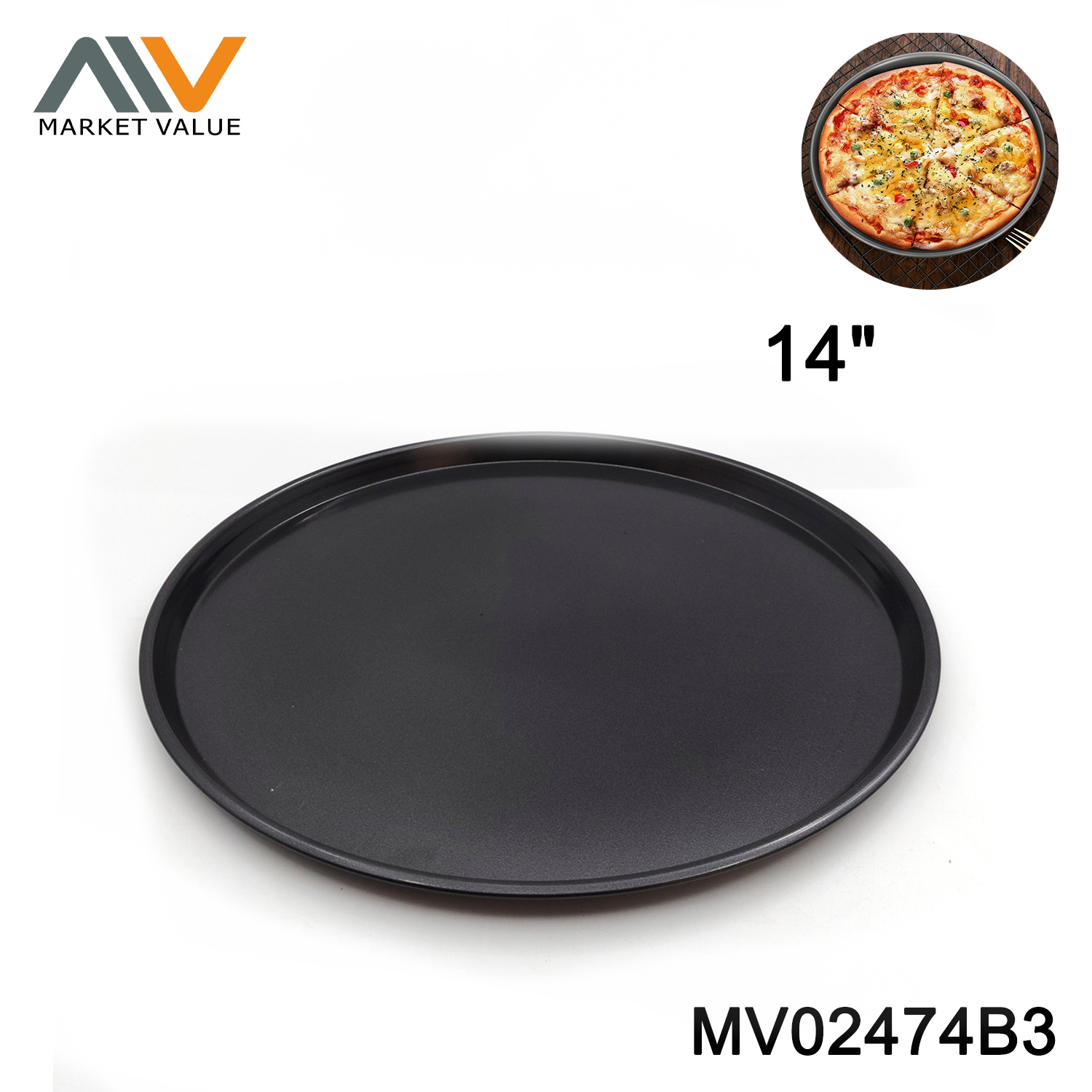 14 inch carbon steel pizza pan nonstick Lable