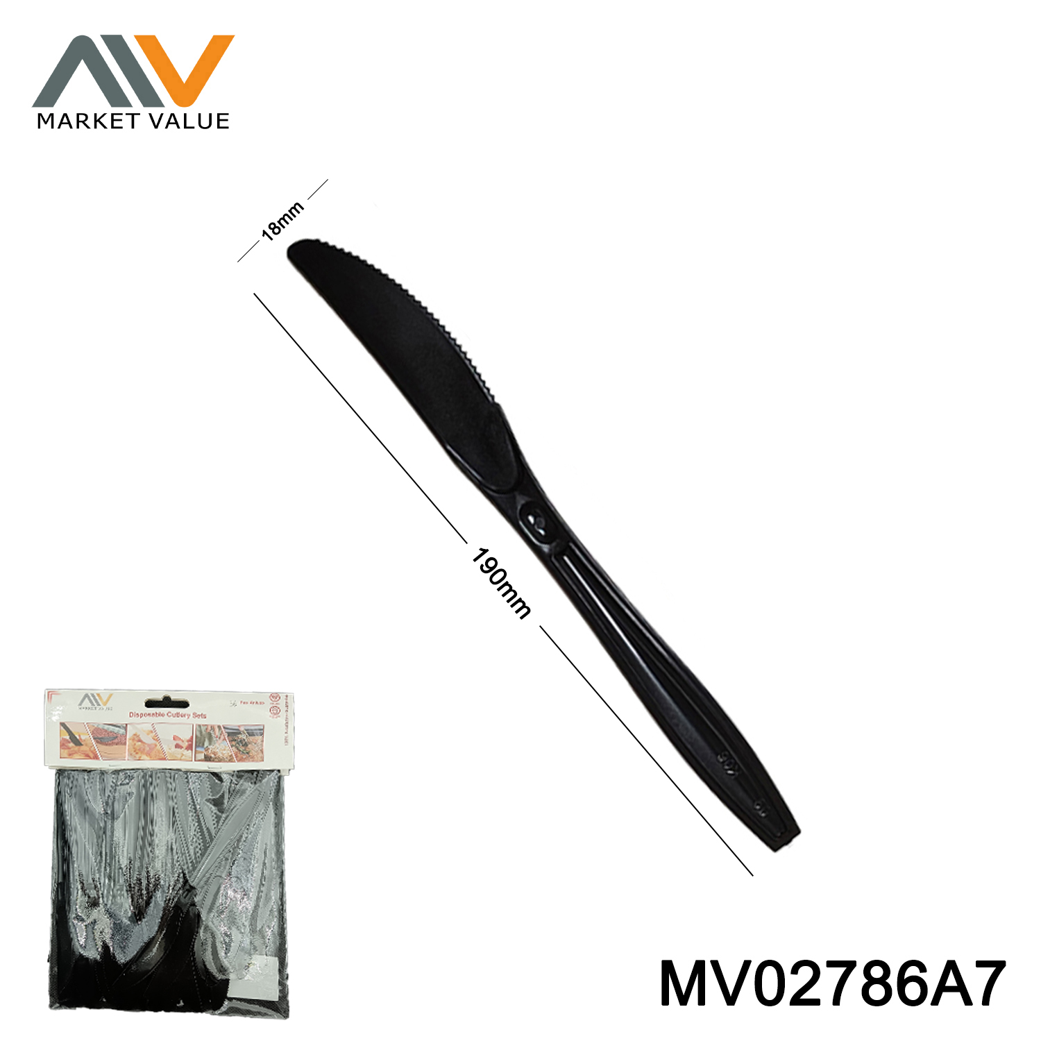 36 PK Plastic Knives in polybag