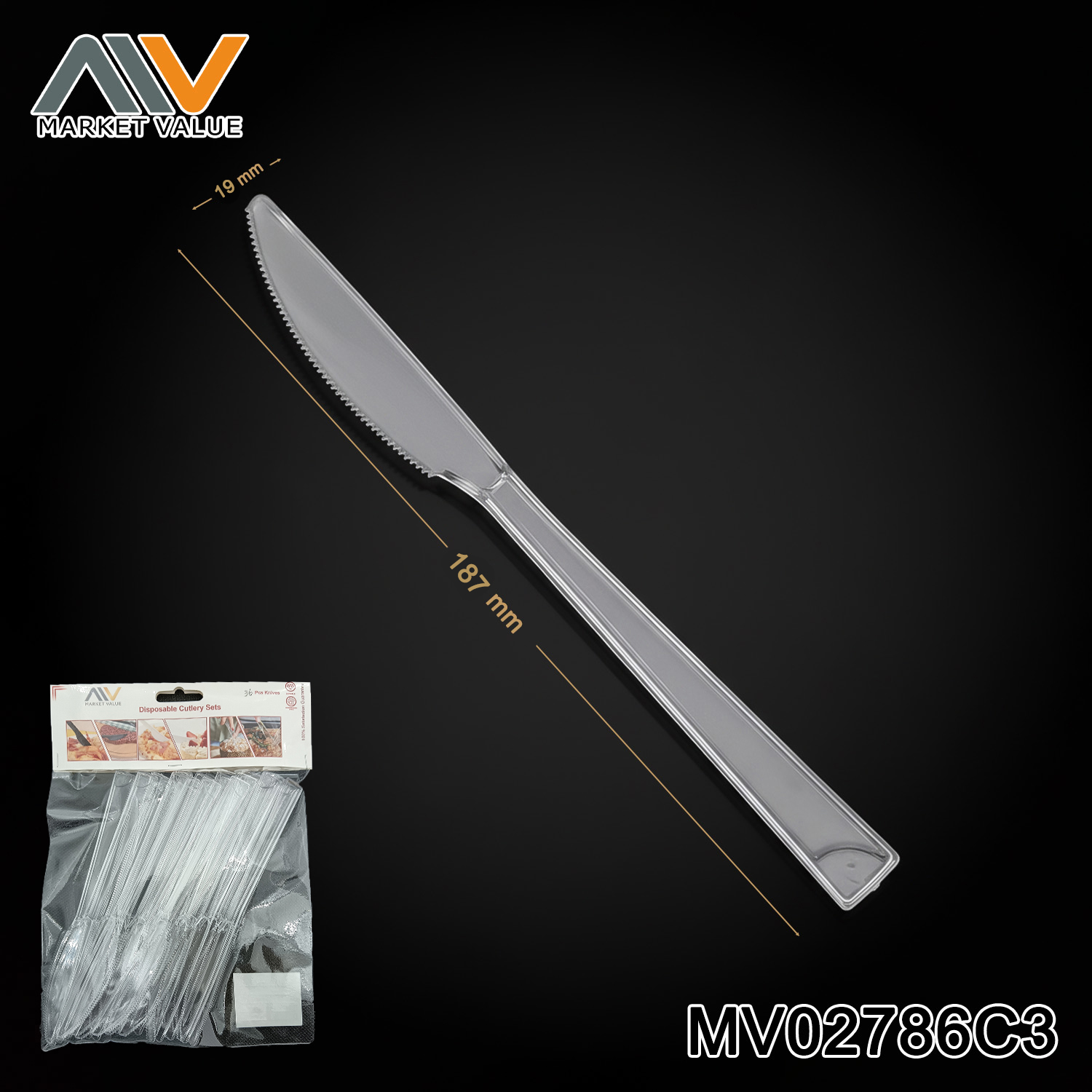 36 PK European 7 inch knife in polybag