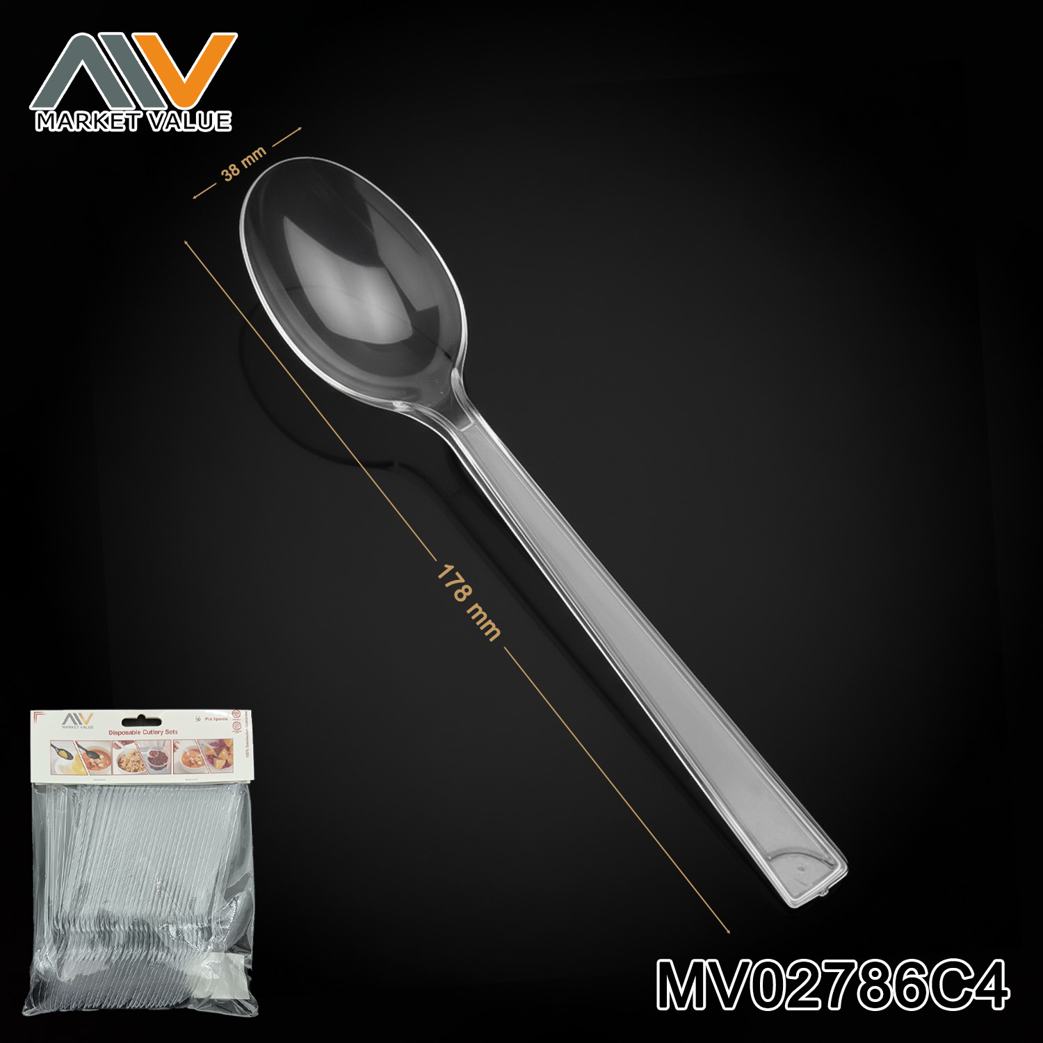 36 PK European 7 inch spoon in polybag
