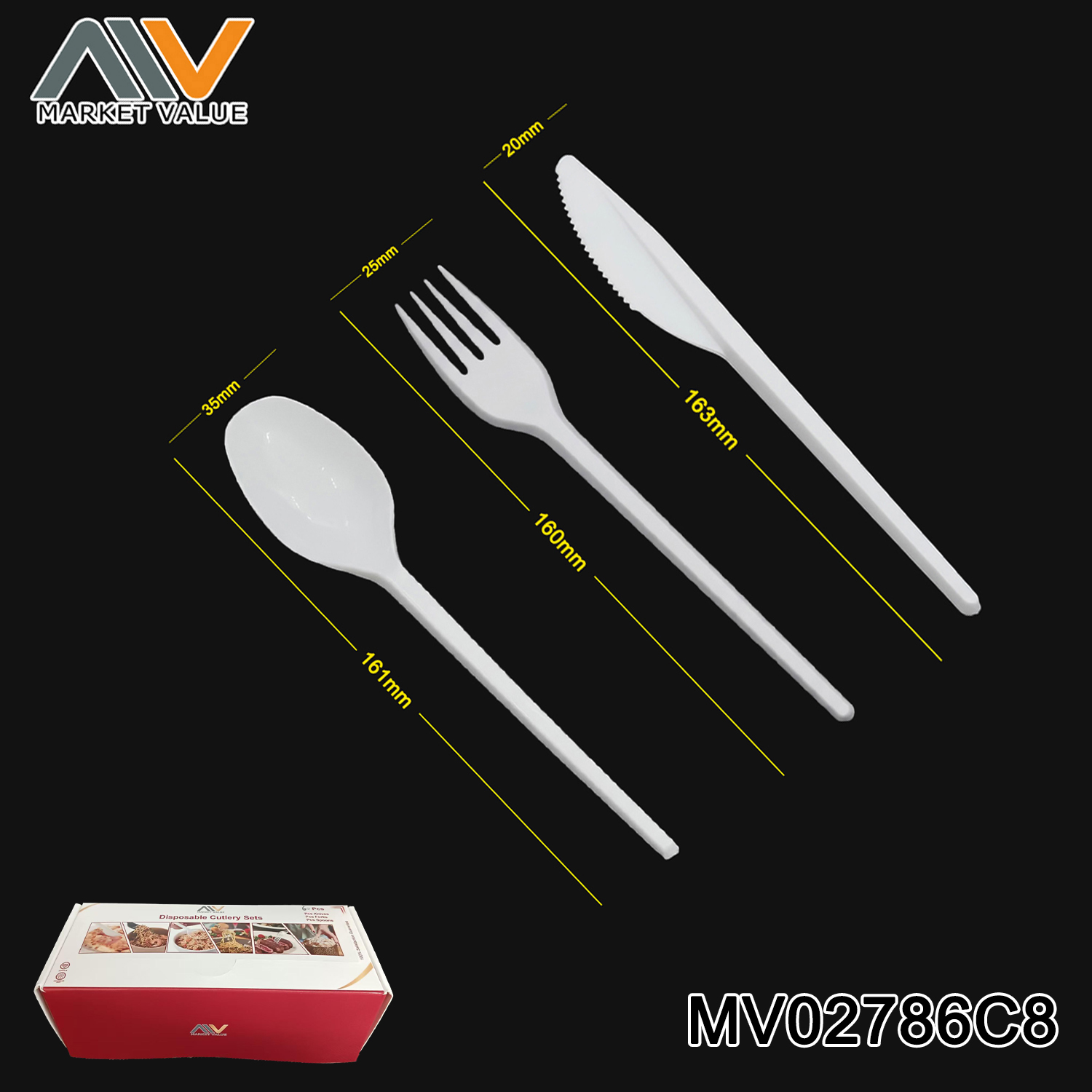 60 PCS 6.5 inch PP plastic knife