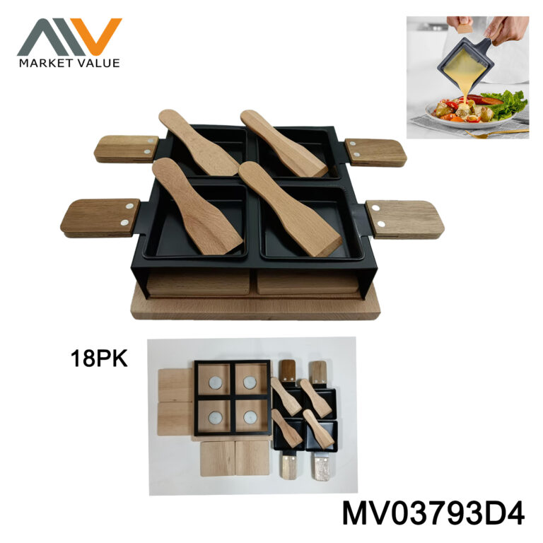 10Pcs RACLETTE SET WITH WOODEN SPATULA IN COLOR BOX