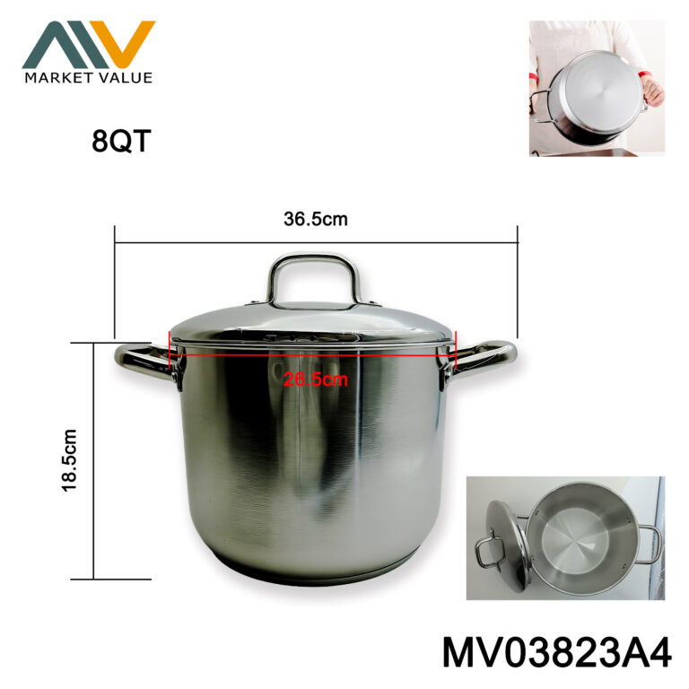 8QT SS Stock Pot with Cover in colour box