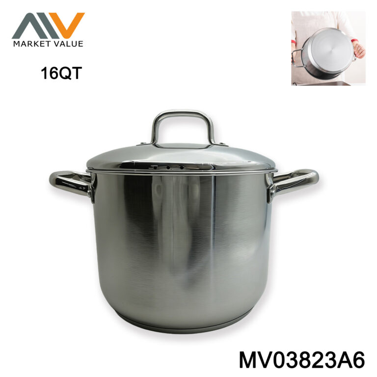16QT SS Stock Pot with Cover in colour box