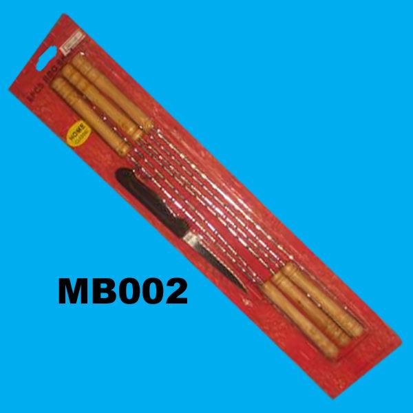 MB00002 6Pcs Bbq Skewer+Beef Knife