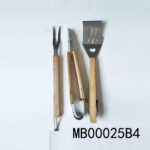 3Pcs S/S Bbq Tools With Wood Handle T/C