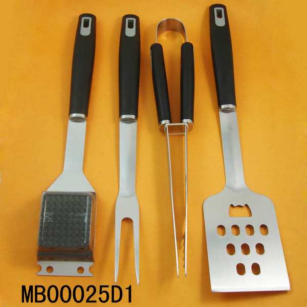 MB00025D1 4Pcs S/S Bbq Tools Plastic Handle