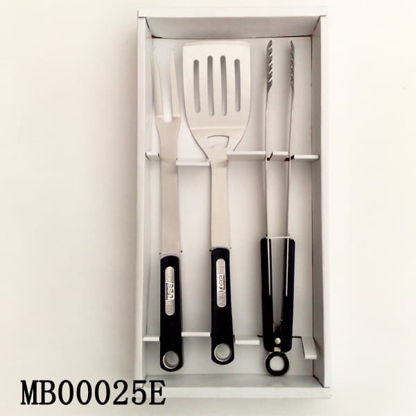 MB00025E 3Pcs S/S Bbq Tools Pom Handle Fork