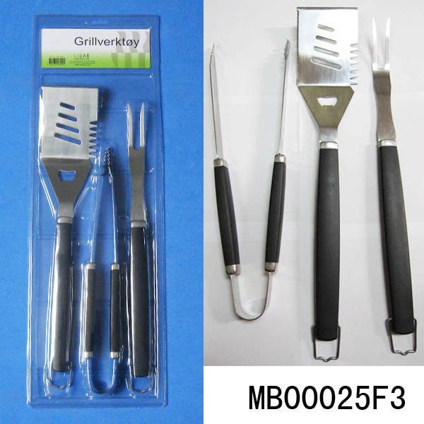 MB00025F3 3Pcs S/S Bbq Tools Plastic Handle D/B