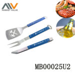3Pcs Bbq Tool Set With Wooden Handle