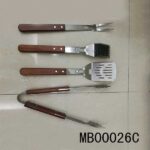 4Pcs S/S Bbq Tools With Wooden Handle