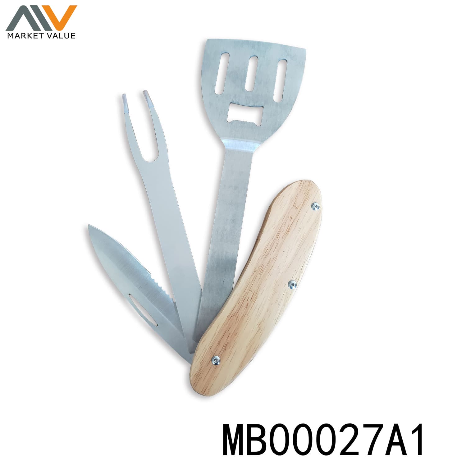 MB00027A1 S/S Multi-Fonction Splittable Bbq Tool