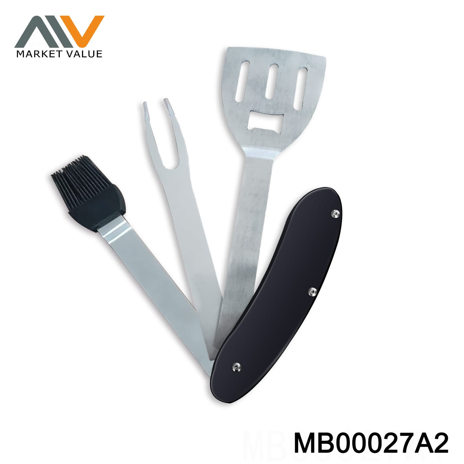 MB00027A2 4 Function Bbq Tools Plastic Handle In Polybag