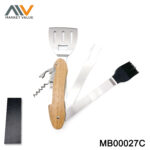 6 Function Bbq Tools Oak Wooden In Gift Box