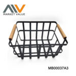 Power Coating Basket With Wooden Hnadle Tag