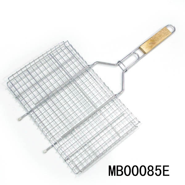 Wooden Handle Chrome Bbq Net