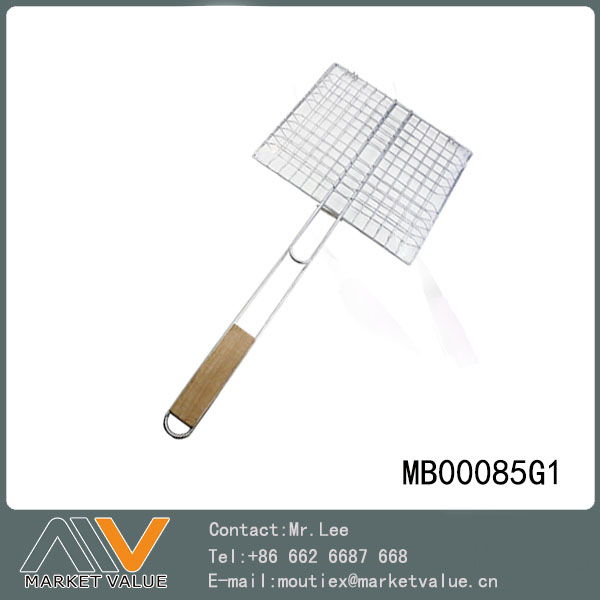 Chrome Bbq Net With Wooden Handle