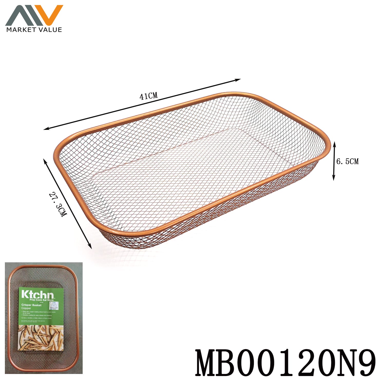 MB00120N9 10.5*16 In Copper Crisper Basket