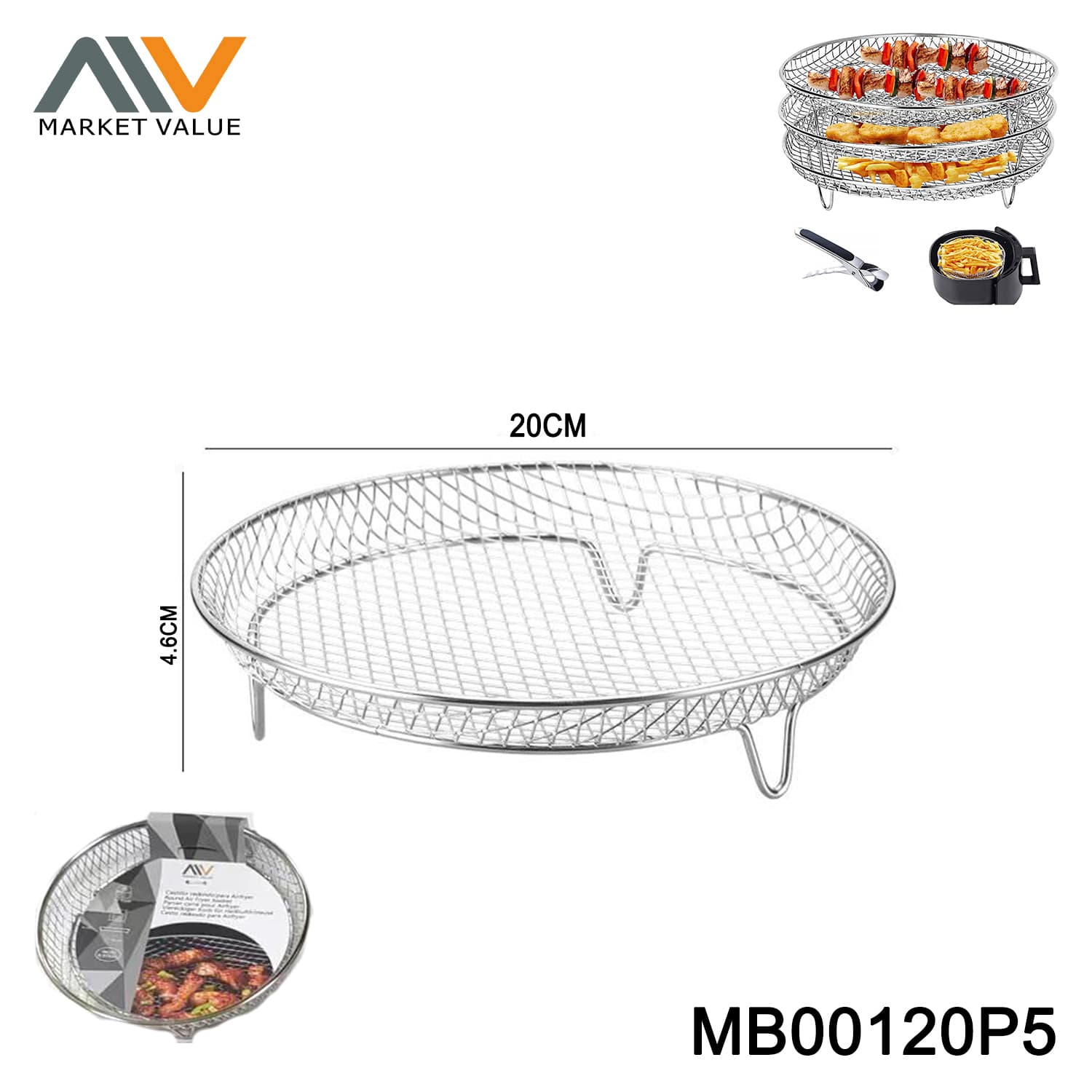 MB00120P5 20CM Round Air Fryer Basket