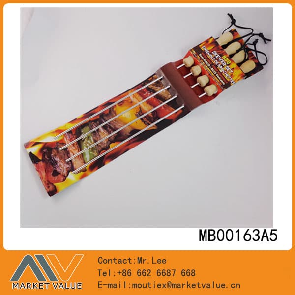4Pcs Bbq Skewer Wooden Handle