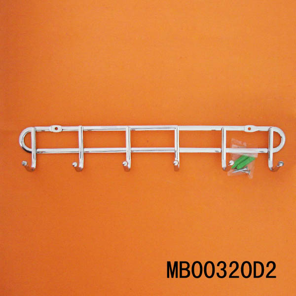 MB00320D2 6 Hooks Chrome Hook Hanger Flat Wire