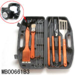 12Pcs Wood Handle Bbq Tools In Plastic Case