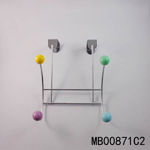 S/S Chrome Door Hook With 2 Hooks Resin Bead