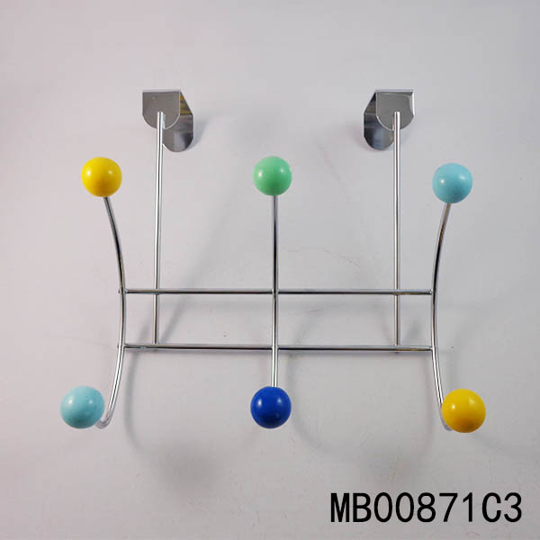 S/S Chrome Door Hook With 3 Hooks Resin Bead