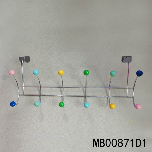 S/S Chrome Door Hook With 6 Hooks Resin Bead