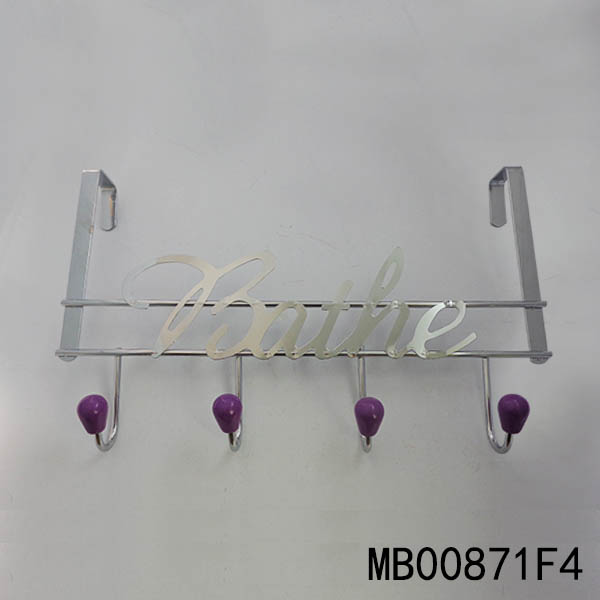 S/S 4Pcs Resin Bead Door Hook With Bathe Word