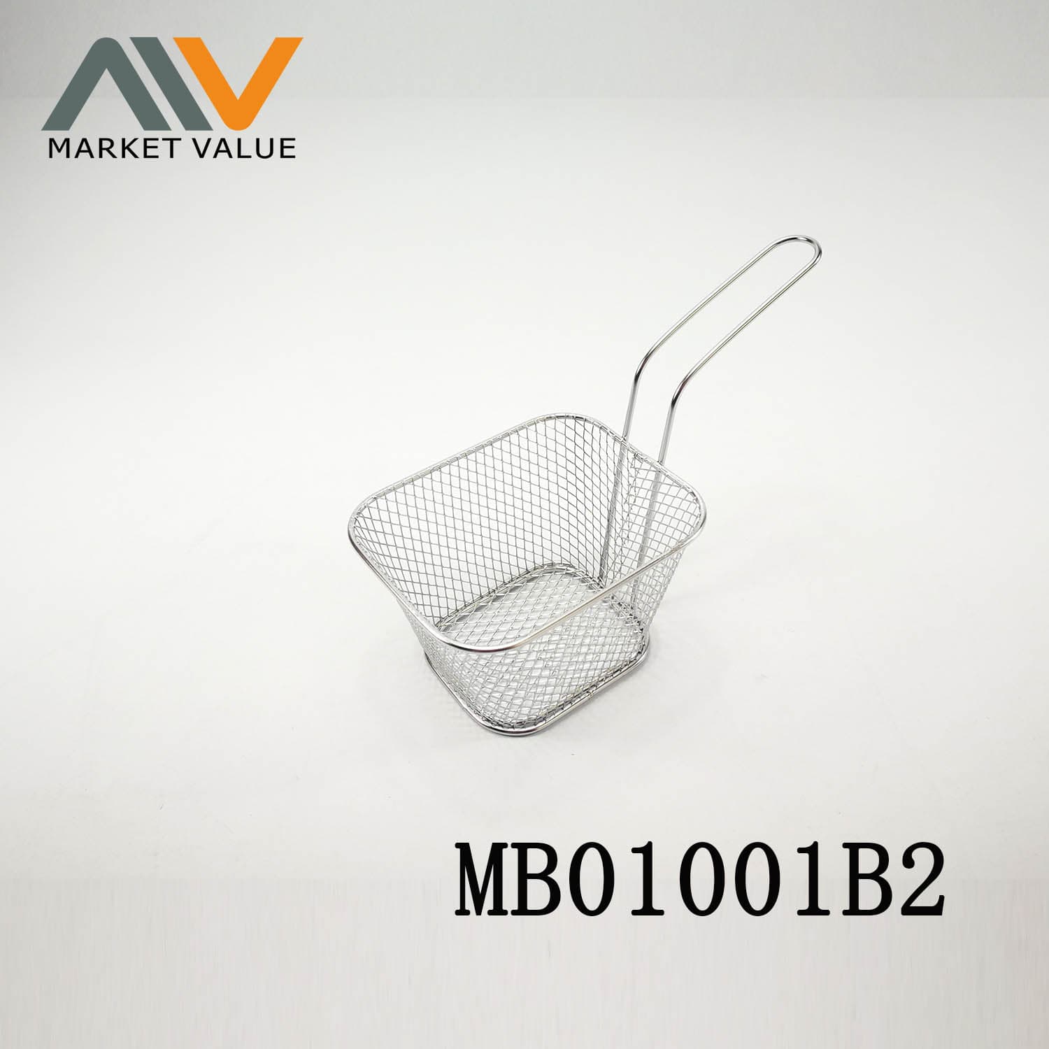 MB01001B2 Small Ss Rectangle French Fry Serving Basket