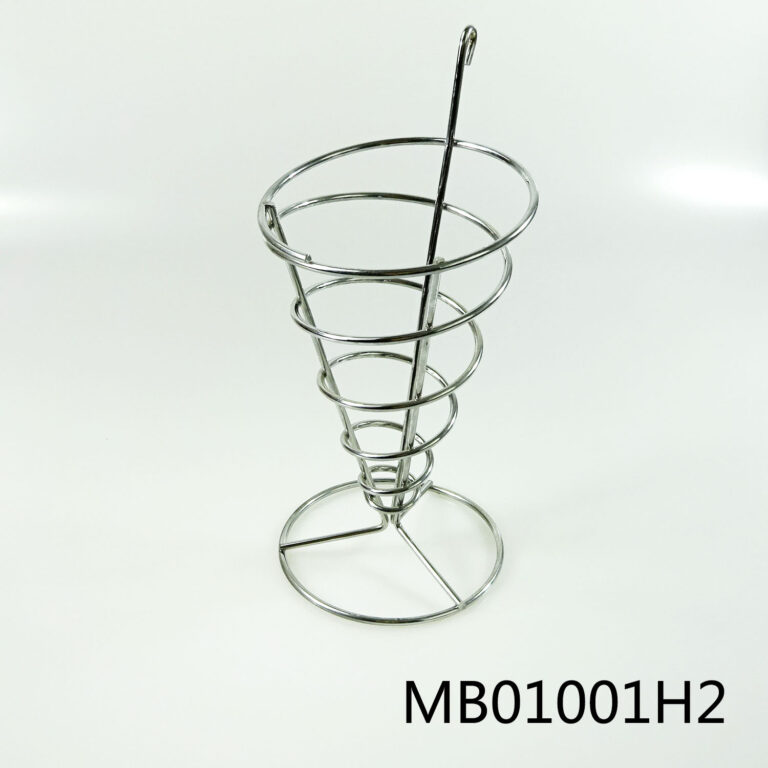 French Fry Serving Basket Chrome Tag