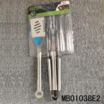 5Pcs Rube Handle Bbq Tools(Shovel & Tong & Fork & Steak Knife) D/B