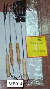 MB014 3Pcs Bbq Tools Wooden Handle