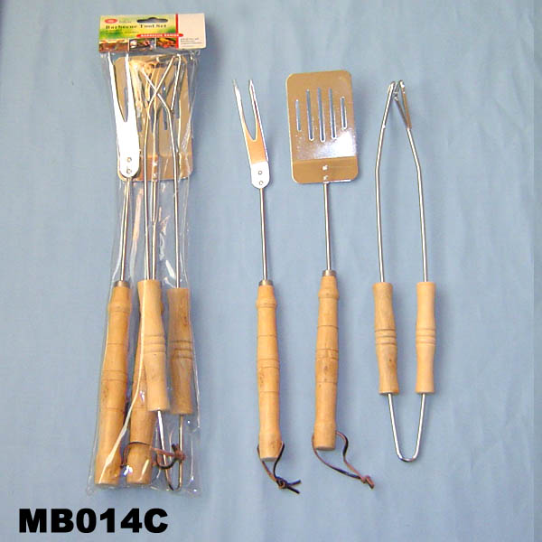 MB014C 3Pcs Bbq Tools Chrome
